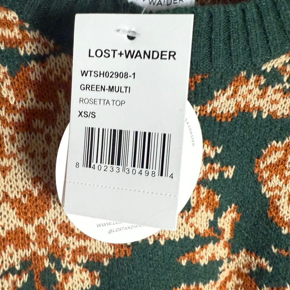 Lost + Wander Rosetta Green Floral Knit Crewneck Pullover Sweater Size S - Picture 10 of 10